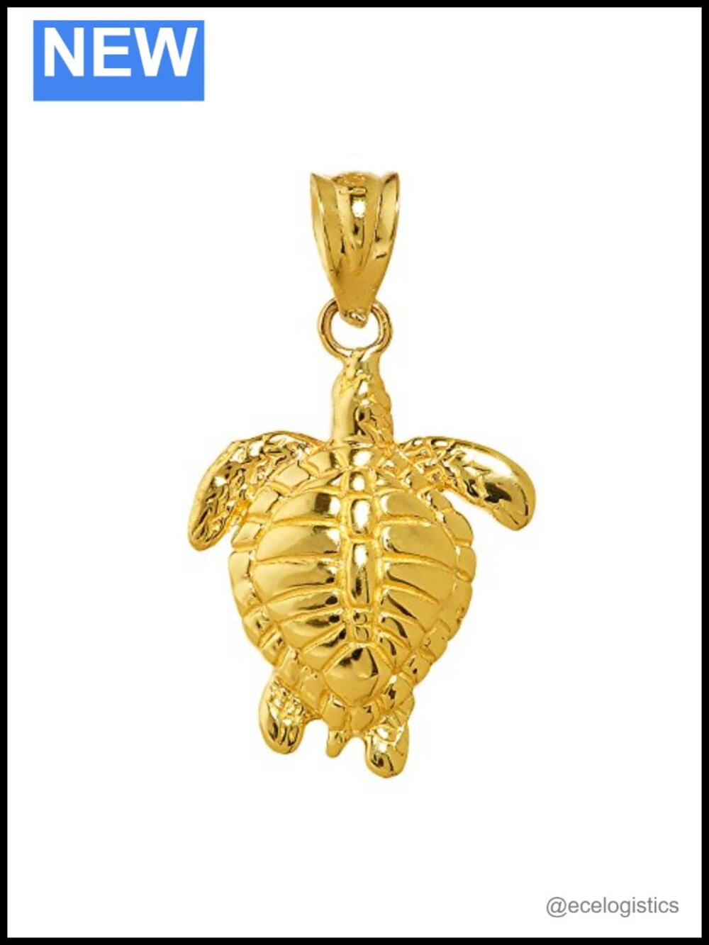 10K Yellow Gold Hawaiian Sea Turtle Charm Pendant